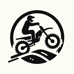 Fototapeta premium very simple flat and single minimalist Snowbike Silhouettes in black on a white background 