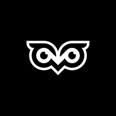 Owl Eyes illustration logo design vector template on black background