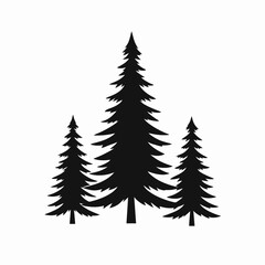 Obraz premium very simple flat and single minimalist Fir Trees Silhouettes in black on a white background 