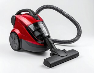 Red And Black Vacuum Cleaner On White Background