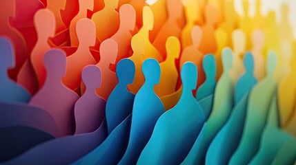 A Harmonious Assembly, Paper Cut-Out Figures United in Vibrant Diversity