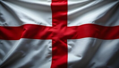 Obraz premium A close-up view of a waving English flag, showcasing the vibrant red cross on a white background.