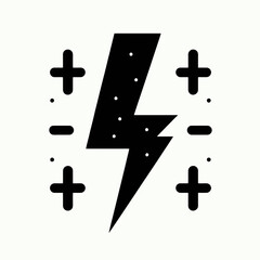 Obraz premium very simple flat and single minimalist Electric Bolt Silhouettes in black on a white background 