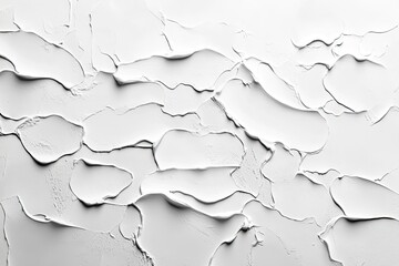 Textured white surface with deep cracks and ridges.  Intricate patterns of sculpted, irregular shapes.  Light reflects off the rough surface