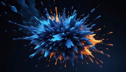 Blue and orange explosion in the sky.  graphic, vector, illustration, art, icon, design, creative, clipart, coloring, sketch, watercolor, pattern, mockup, cartoon, abstract, digital, background, stock