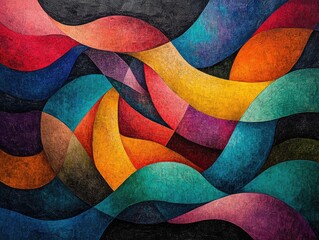 Abstract composition showcasing a harmonious blend of colors and shapes creating a visually captivating and vibrant artistic expression