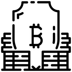 protect bitcoin vector outline icon