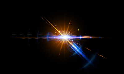 Fototapeta premium Dynamic Light Flares & Starburst Overlays – Futuristic Lens Burst and Abstract Glow Effects