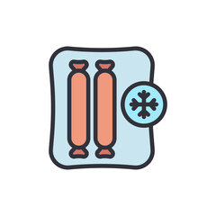 Frozen food colored icons, minimalist vector illustration ,simple transparent graphic element .Isolated on white background