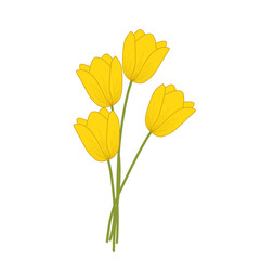 Naklejka premium Yellow tulip flower illustration. Blooming flower illustration. Flower illustration set. Tulip flower flat design 