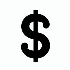 Fototapeta premium very simple flat and single minimalist Dollar Symbol Silhouettes in black on a white background 