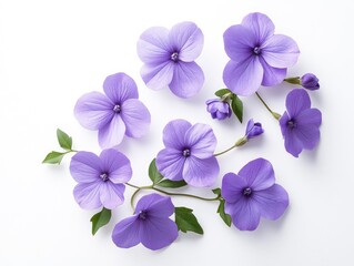 Charming floral display featuring purple flowers and verdant leaves against bright backdrop evokes feelings of serenity and gentle beauty