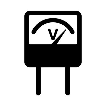 very simple flat and single minimalist Voltmeter Silhouettes in black on a white background