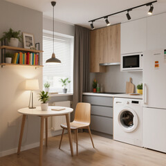 Modern Small Apartment Kitchen and Dining Area Design