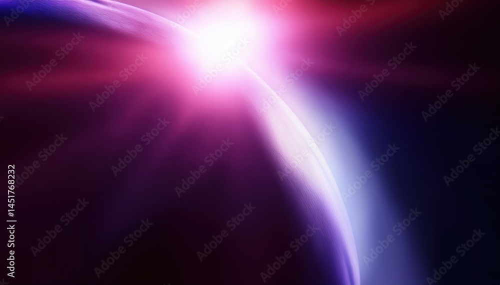 Aufkleber cosmic sunrise light burst with glowing planet edge in deep space, abstract background for web design, print, branding, or futuristic graphic projects

