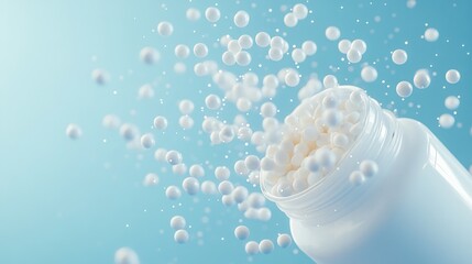 White pills spill from container