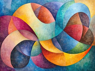 Colorful abstract art piece with intertwined shapes and dynamic composition perfect for modern backgrounds