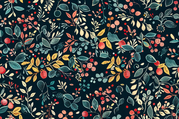 Blue and green floral patterned fabric