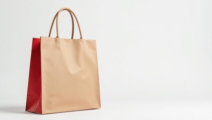 Stylish canvas shopping bag, clean white backdrop, eco-friendly, reusable bag