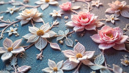 Fototapeta premium Intricate floral lace, delicate threads forming a repeating motif , intricate, surface, doily