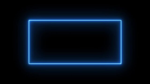 Square rectangle picture frame with two tone neon color motion graphic on isolated black background. Blue and pink light moveing for overlay element. 4K footage video effect seamless loop. Empty space