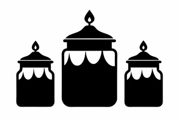 Candle Jar Silhouette Vector Illustration 