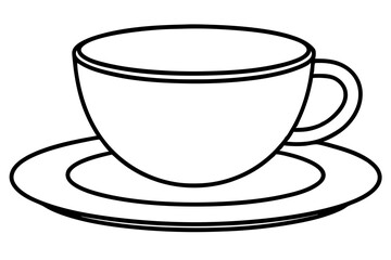 Cup On Saucer Line Art Vector Illustration