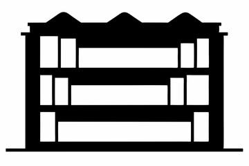 Empty Bookshelf Silhouette Vector Illustration 