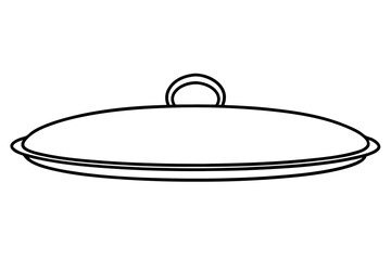Flat Pan Lid Line Art Vector Illustration