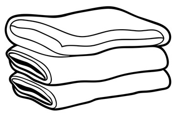 Folded Blanket Stack Line Art Vector Illustration