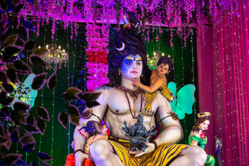 Statue of lord shiva during navratri festival. Navratri is biggest religious festival of hinduism