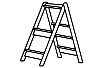 Folded Step Ladder Line Art Vector Illustration