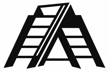 Folded Step Ladder Silhouette Vector Illustration