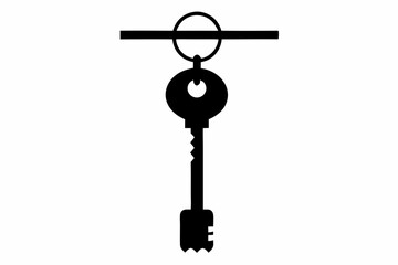 Hanging Key On Hook Silhouette Vector Illustration