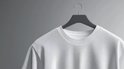 Elegant white t-shirt mock-up on a hanger showcases garment simplicity