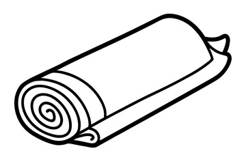 Rolled Kitchen Towel Line Art Vector Illustration