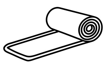 Rolled Yoga Mat Line Art Vector Illustration