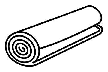 Rolled Yoga Mat Line Art Vector Illustration