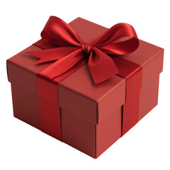 Obraz premium Red gift box with satin ribbon bow on a transparent background