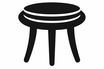 Small Stool Side View Silhouette Vector Illustration