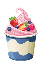 Mixed Berry Frozen Yogurt Ice Cream - Vector Illustration
