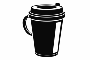 Travel Mug With Lid Silhouette Vector Illustration