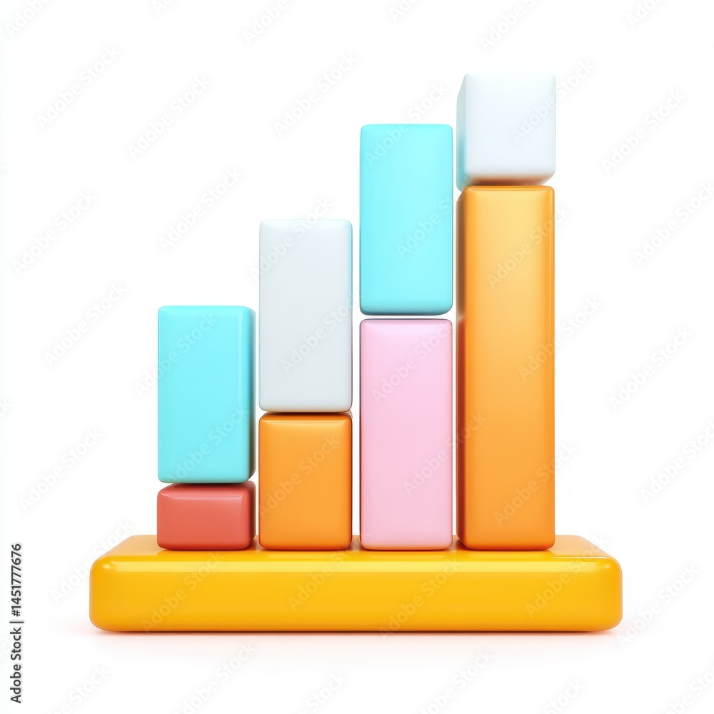 Poster colorful 3d bar graph showing growth and success in business a visual representation of progress and