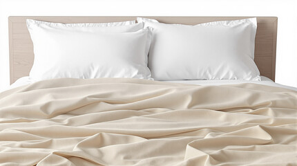 cozy beds with white bedding, beige blankets, and minimal frames. Perfect for home, hotel, or interior design use.