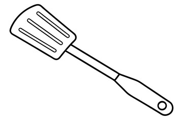 Wooden Spatula Line Art Vector Illustration