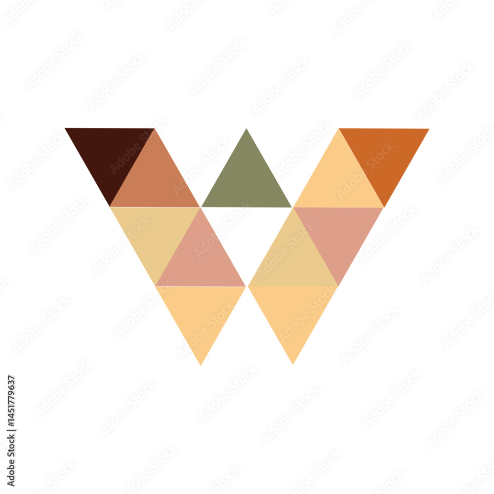 Poster this is a flat monogram design of an initial letter w in various color on a white background in tria