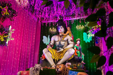 Statue of lord shiva during navratri festival. Navratri is biggest religious festival of hinduism