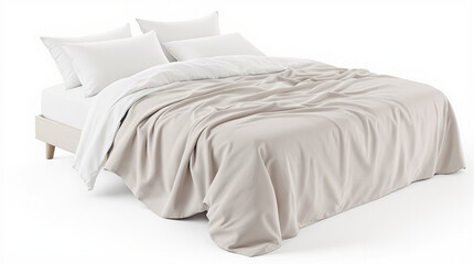 cozy beds with white bedding, beige blankets, and minimal frames. Perfect for home, hotel, or interior design use.