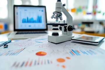 Scientific research tools on a modern workspace.