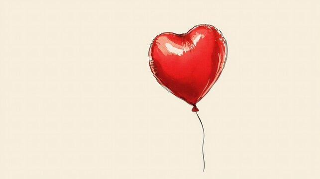 A heart-shaped balloon floating away 